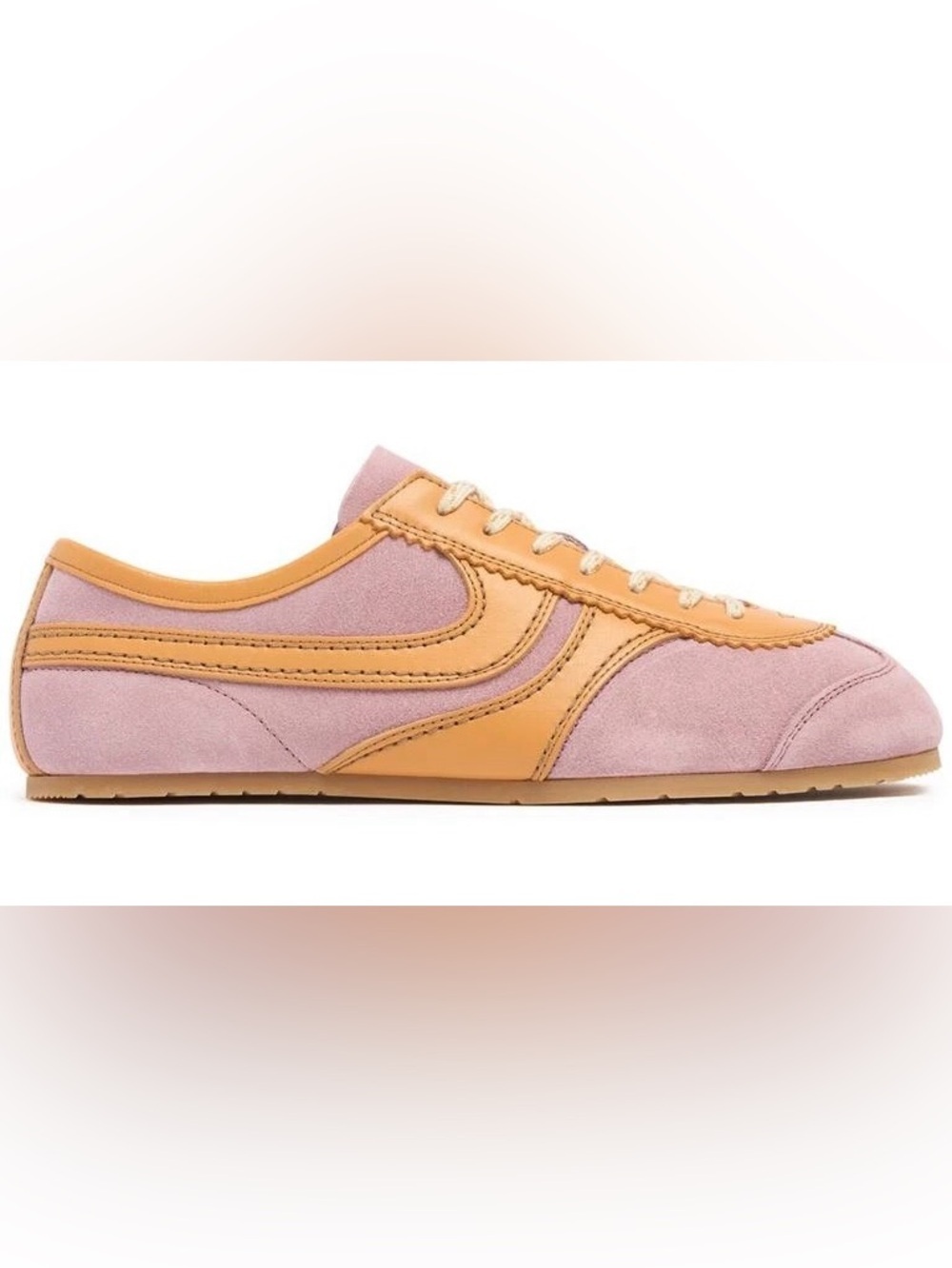 Dries Van Noten Leather-trimmed Suede Blush Yellow Low Top Sneakers 37 NWT